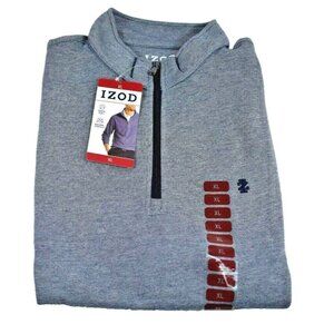 IZOD Mens XL Long Sleeve Pullover Shirt Peacoat Blue with Natural Stretch New